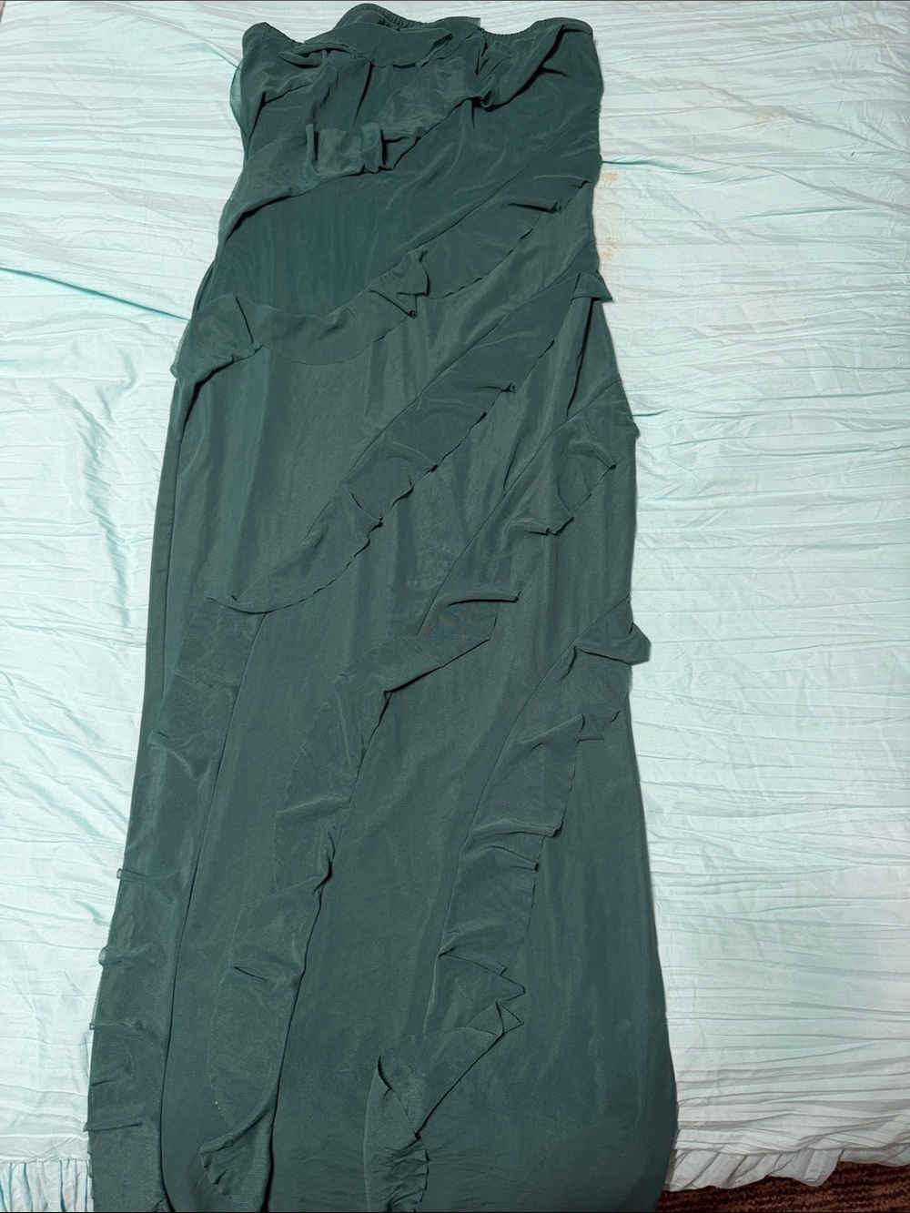 Ruffled Maxi dress in Deep Green